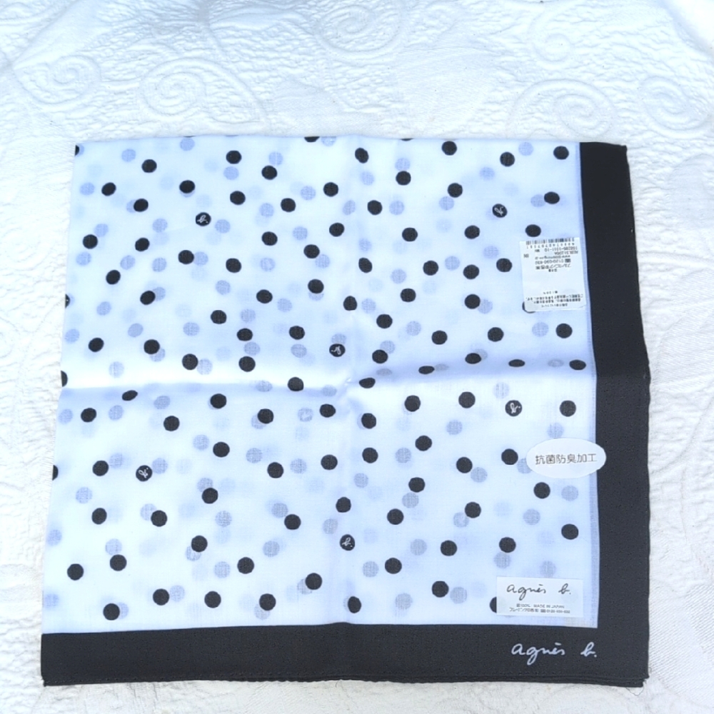 Agnes B. Black and White Polka Dot Scarf